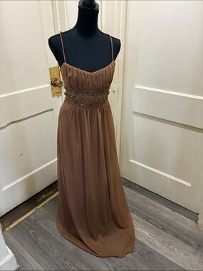 City Triangles Brown Spaghetti-Strap Maxi Dress